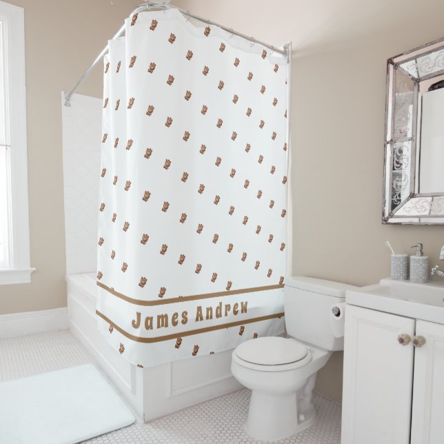 Teddy Bear Pattern Personalized  Shower Curtain (In Situ)