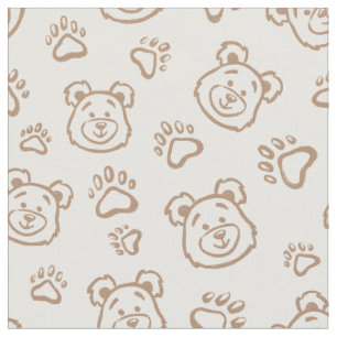 Teddy Bear Paws Boho Boy Baby Kids Neutral Beige Fabric