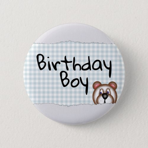 Teddy Bear Peekaboo birthday boy Button