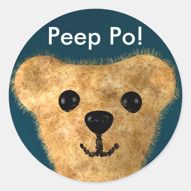 Teddy Bear (Peep po!) Classic Round Sticker (Front)