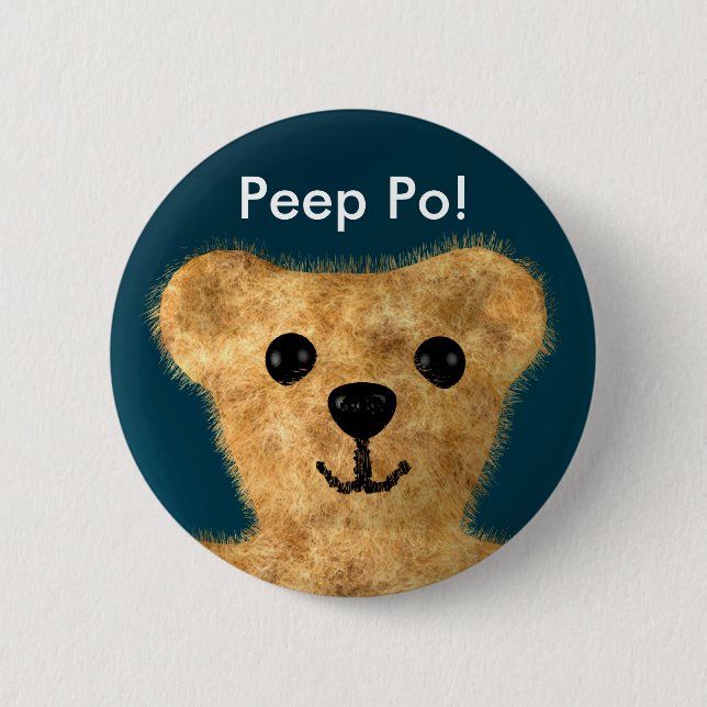 Teddy Bear (Peep po!) Pinback Button (Front)