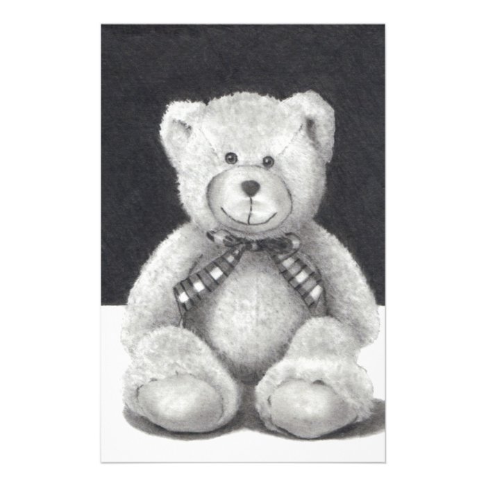 TEDDY BEAR PENCIL ART REALISM PERSONALIZED STATIONERY