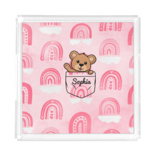 Teddy Bear Personalized Animal Pocket     Acrylic Tray
