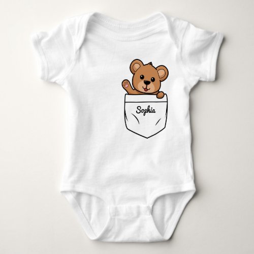 Teddy Bear Personalized Animal Pocket Baby Bodysuit