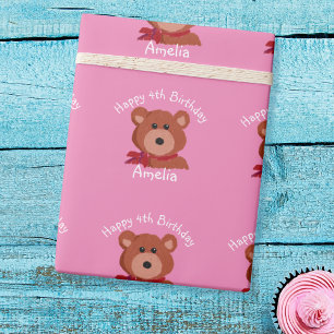 Teddy Bear Personalized Birthday Wrapping Paper