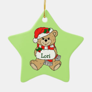personalized teddy bear christmas ornament