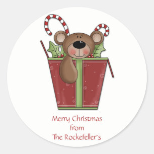 Teddy Bear Personalized Christmas Stickers
