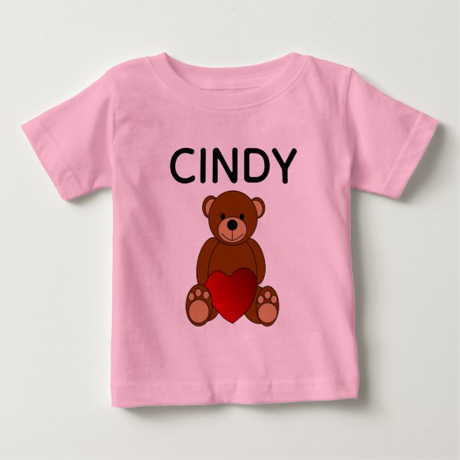  TEDDY BEAR PERSONALIZED PINK BABY  T-Shirt (Front)