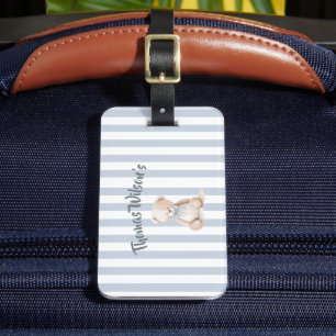 Teddy bear personalized school bag luggage tag