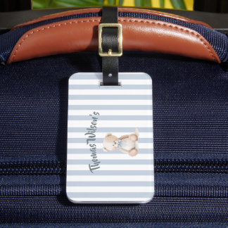 Teddy bear personalized school bag luggage tag