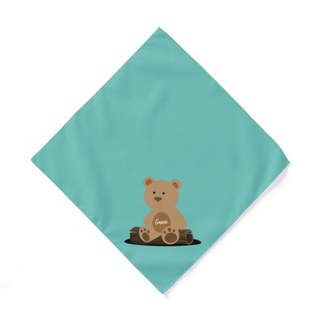 Teddy Bear Personalized Small Pet Bandana (Front)