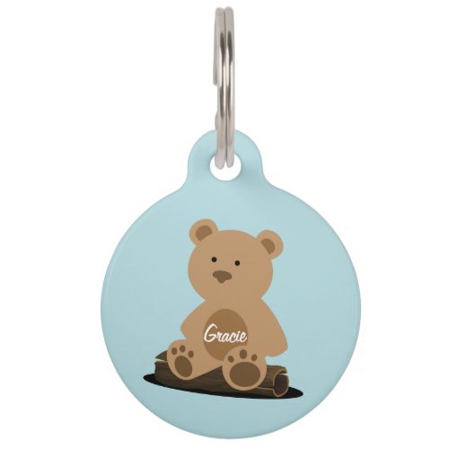 Teddy Bear Personalized Text Pet ID Tag