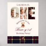 Teddy Bear Photo Beary 1st Birthday Welcome Poster