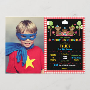 Teddy Bear Picnic 1st Birthday Girl Boy Photo Invitation