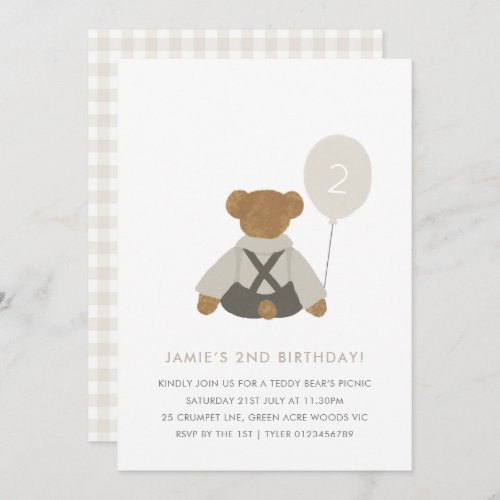 Teddy Bear Picnic Baby Birthday Invite