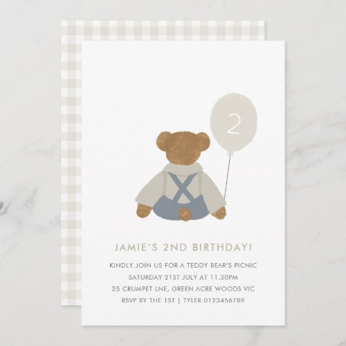 Teddy Bear Picnic Baby Birthday Invite