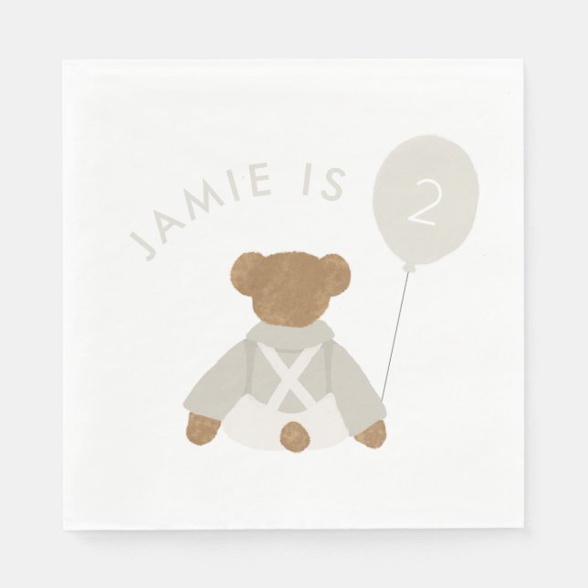 Teddy Bear Picnic Baby Birthday Invite Napkins (Front)