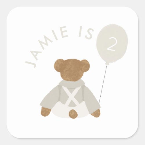 Teddy Bear Picnic Baby Birthday Square Sticker