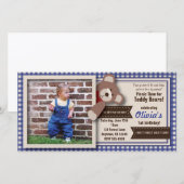 Teddy Bear Picnic Birthday -Blue Gingham (Front/Back)