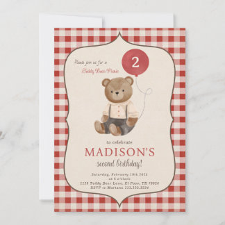 Teddy Bear Picnic Birthday Party Invitation
