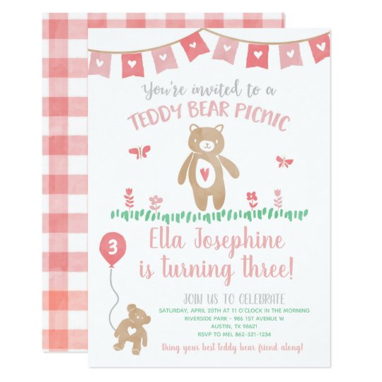 Teddy Bear Picnic Birthday Party Invitation | Zazzle.com