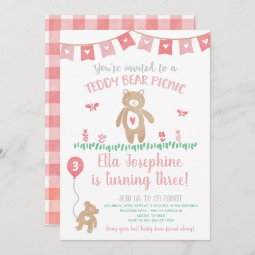 Teddy Bear Picnic Birthday Party Invitation