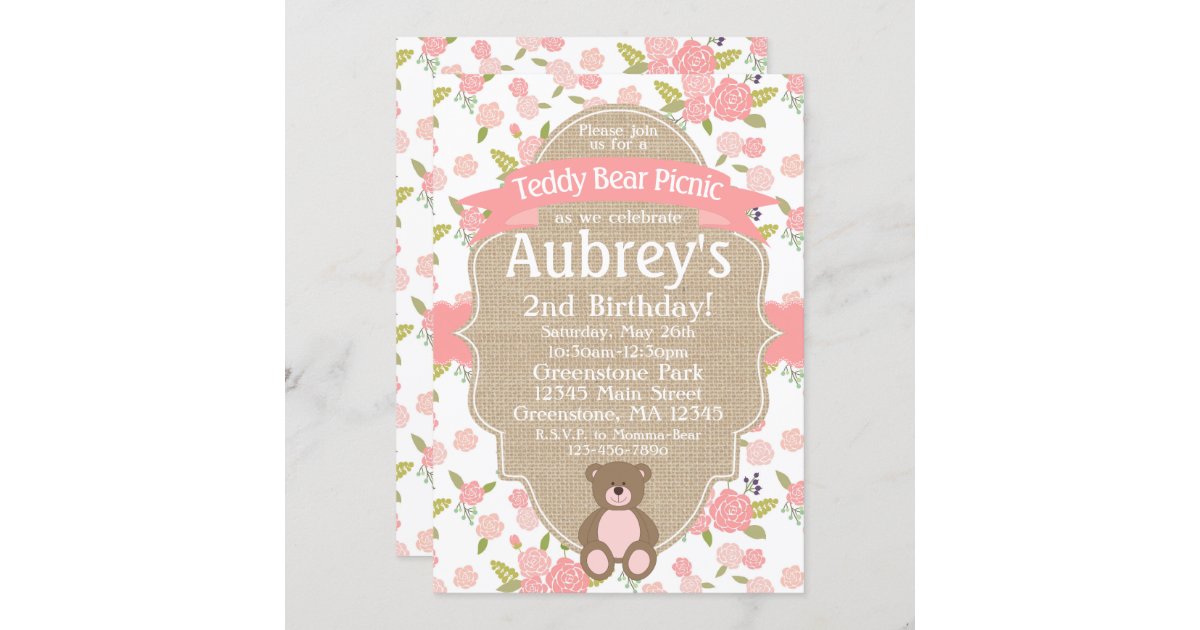 Teddy Bear Picnic Birthday Party Invitation | Zazzle