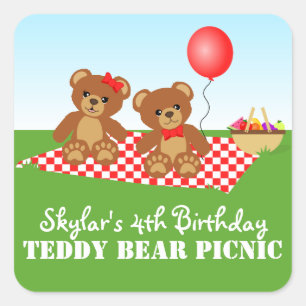 Teddy Bear Picnic Birthday Party Square Sticker