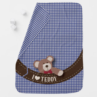 Teddy Bear Picnic- Blue Gingham Baby Blanket