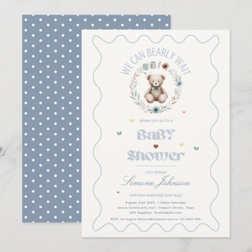 Teddy Bear Picnic Boho Baby Shower Theme Boys Invitation
