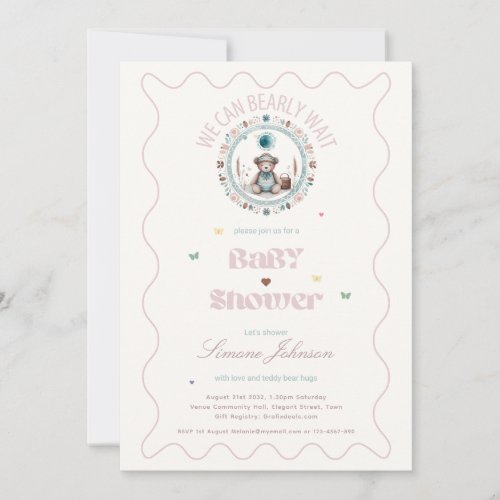 Teddy Bear Picnic Boho Baby Shower Theme Girls Invitation