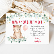 Teddy Bear Picnic Floral Birthday Thank You Invitation