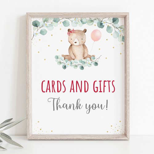 Teddy Bear Picnic Floral Cards  Gifts Birthday Poster