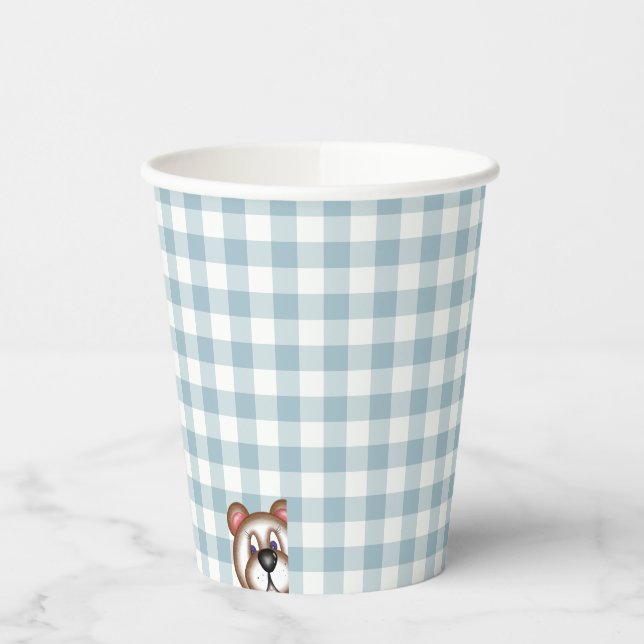 Teddy bear picnic gingham  paper cups (Left)