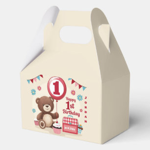 Teddy Bear Picnic Happy 1st Birthday Favor Boxes