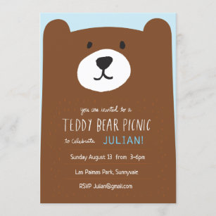 Picnic Teddy Bears Personalised Birthday Party Invitations TH132 