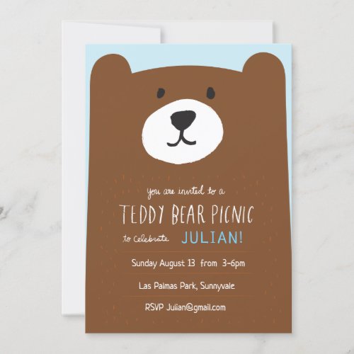 Teddy Bear Picnic Kids Birthday Party Invitation