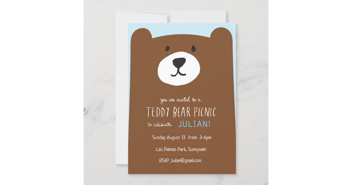 Teddy Bear Picnic Kids Birthday Party Invitation | Zazzle