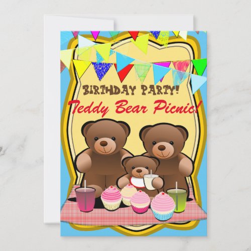 Teddy Bear Picnic Kids Party Invitation