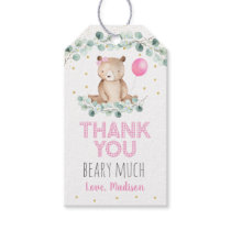 Teddy Bear Picnic Pink Floral Birthday Gift Tags