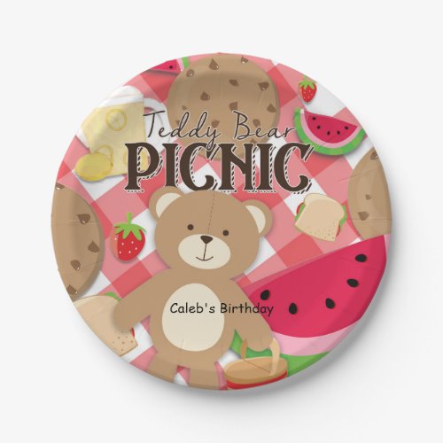 Teddy Bear Picnic Summer Birthday Party Custom Paper Plates