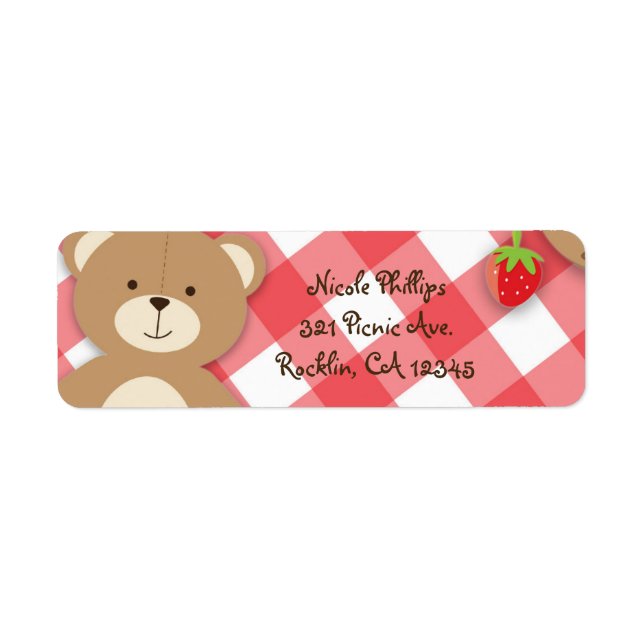 Teddy Bear Picnic Summer Birthday Party Invitation Label (Front)