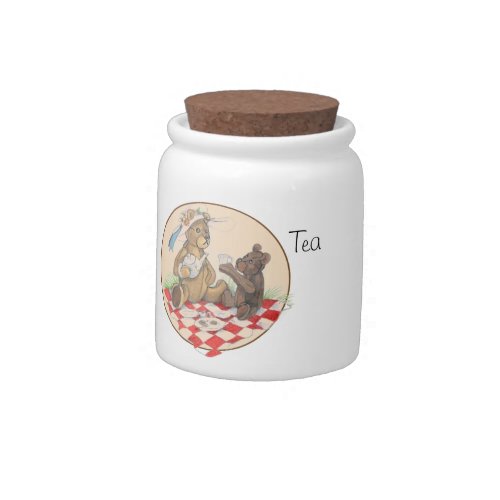 Teddy Bear Picnic Tea Canister Candy Jar