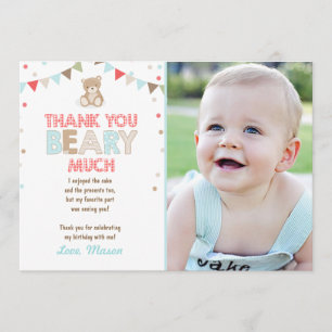 Teddy bear picnic Thank You Card Teddy bear Boy