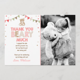 Teddy bear picnic Thank You Card Teddy bear Girl