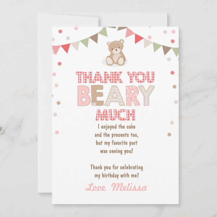 Teddy bear picnic Thank You Card Teddy bear Girl | Zazzle.com