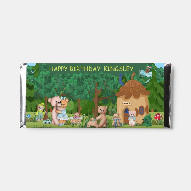 Teddy Bear Picnic Village Personalized Hershey Bar Favors (Front)