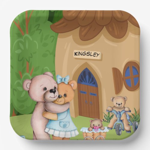 Teddy Bear Picnic Village Personalized Paper Plates