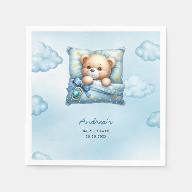 Teddy Bear Pillow Baby Shower Napkins (Front)