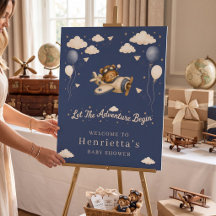 Teddy Bear Pilot Adventure Baby Shower Welcome